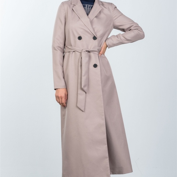 Jackets & Blazers - 1left🎉🎉🎉Taupe Double Breasted Belted Long Coat
